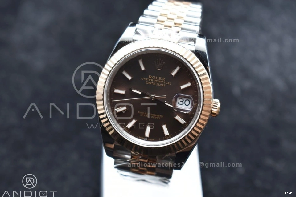 Best on RG 904L Steel Stick DateJust Edition Bracelet Brown SS Jubilee 41 1:1 Clean 126333 Dial VR3235 0601